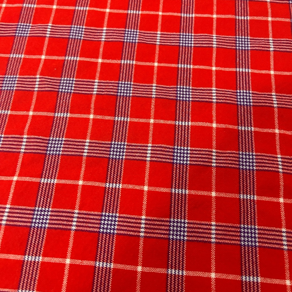 Vibrant Red and Blue Plaid Fabric